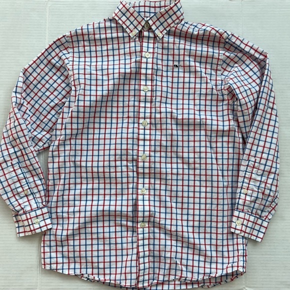 Like New Whale Shirt Button Down Vineyard Vines 100% Cotton Boys Medium - Picture 4 of 9